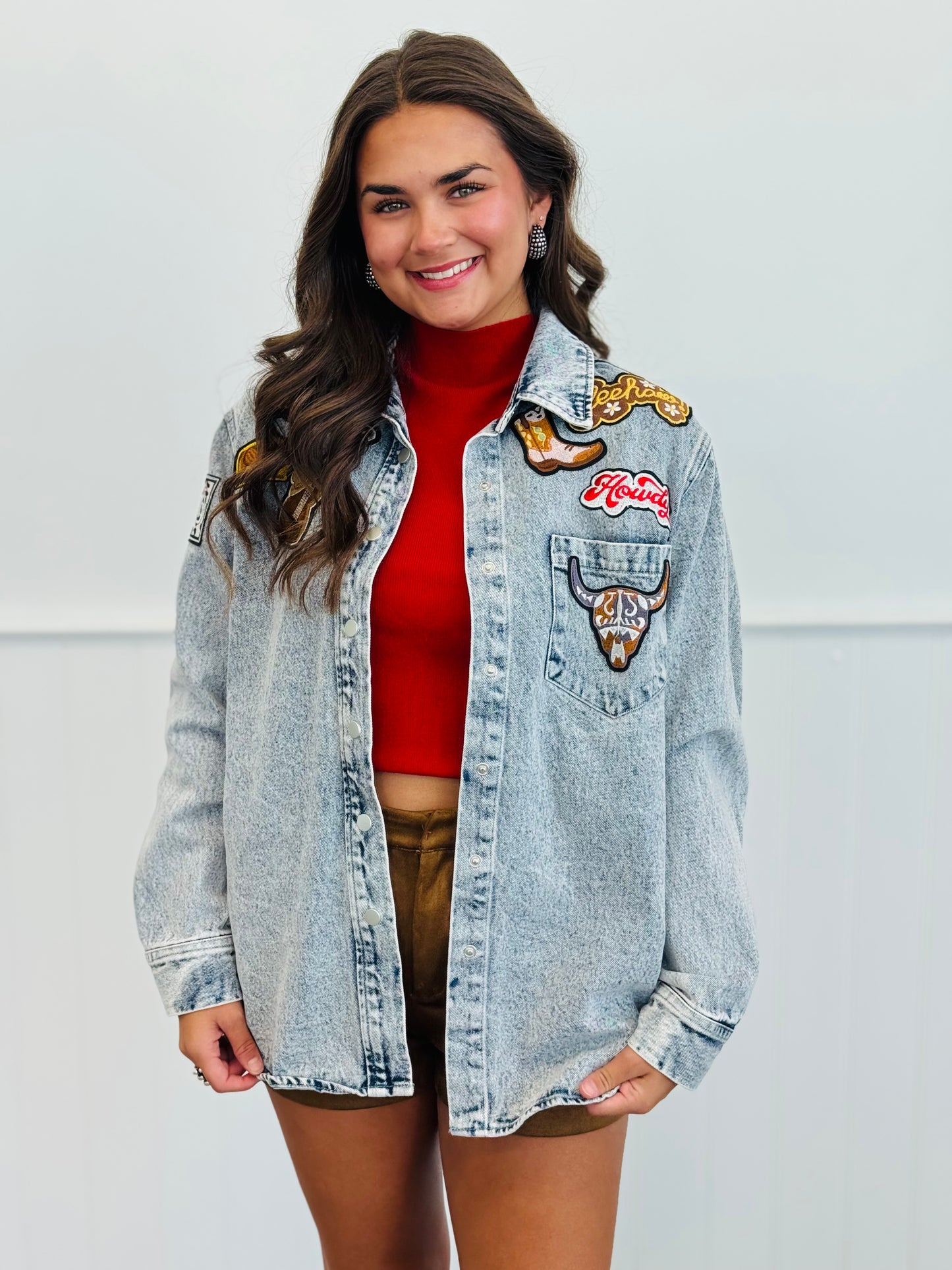 Light Wash Western Patchwork Denim Jacket (Reg.)