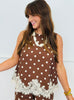 Sleeveless Scallop Lace Trim Polka Dot Top (Reg.) - 2 Colors