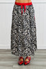 Satin Leopard Red Stripe Maxi Skirt (Reg & Plus)