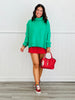 Green Mock Neck Sweater (Reg. and Plus)
