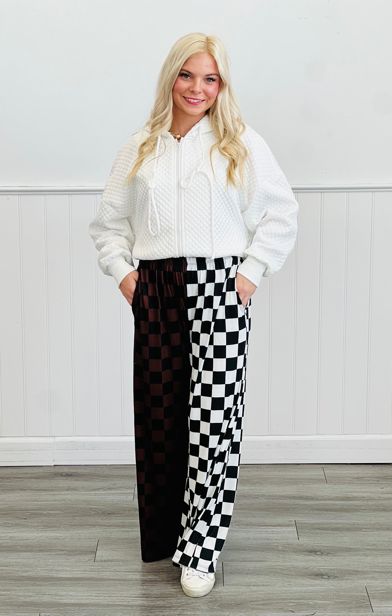 Split Decision Brown/Black Checkered Pants (Reg & Plus)
