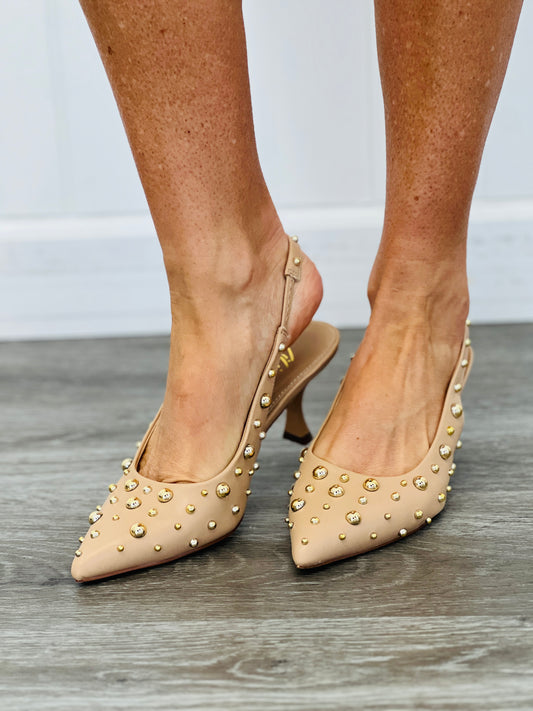 Nude Studded Muse Slingback Heels