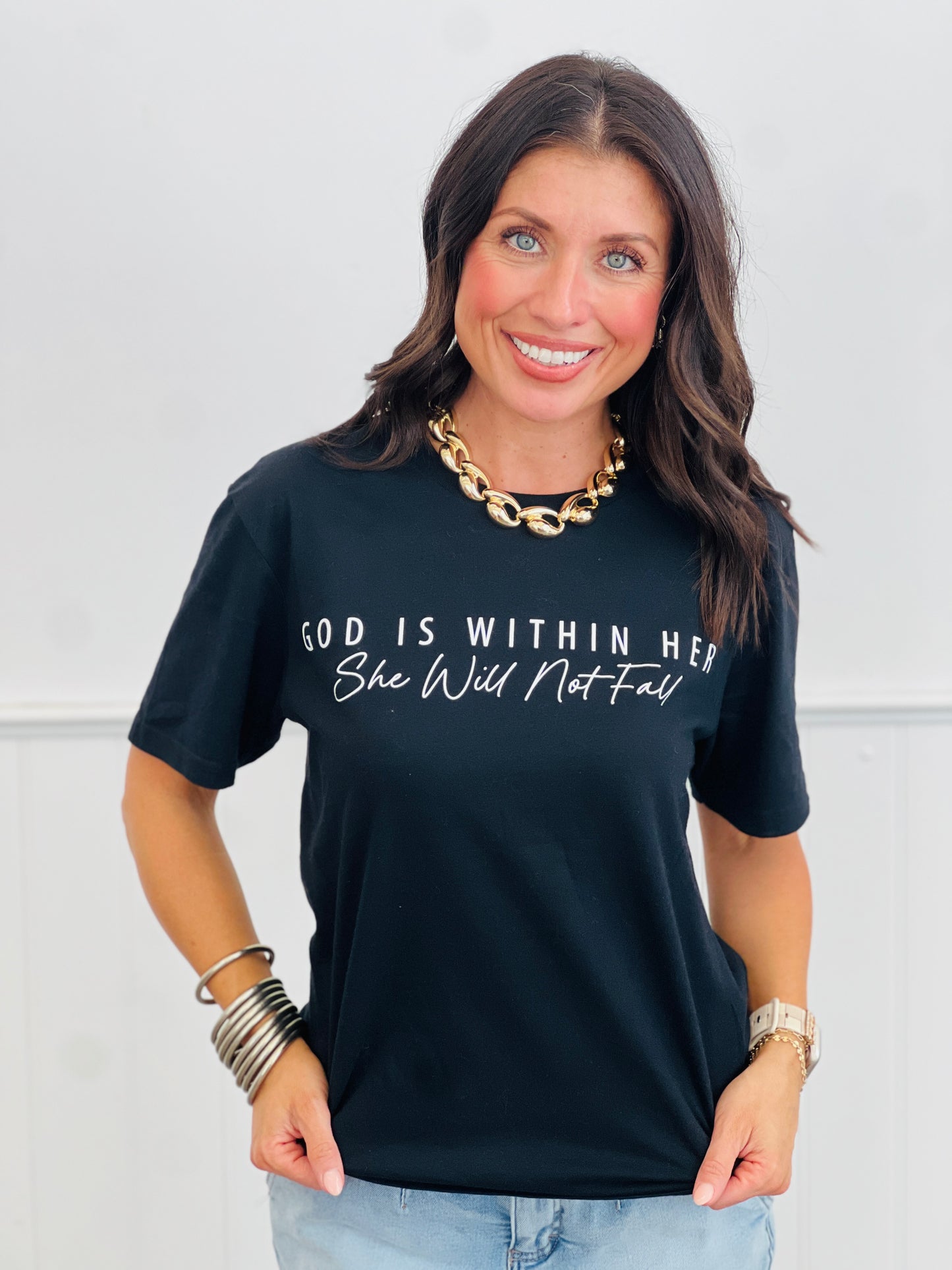 God Is Within Her Graphic Tee (Reg. and Plus)