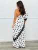 White Polka Dot Asymmetrical Top & Pants Set (Reg.)