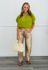 Olive Gathered Balloon Neck Top (Reg.)
