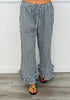 Black Gingham Ruffled Hem Pants (Reg.)