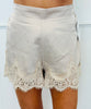 Almond Satin Lace Trim Shorts ( Reg.)