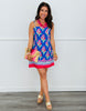 Royal Blue Floral Print Strappy Mini Dress (Reg.)
