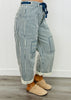 Navy Striped Twill Barrel Pants (Reg & Plus)