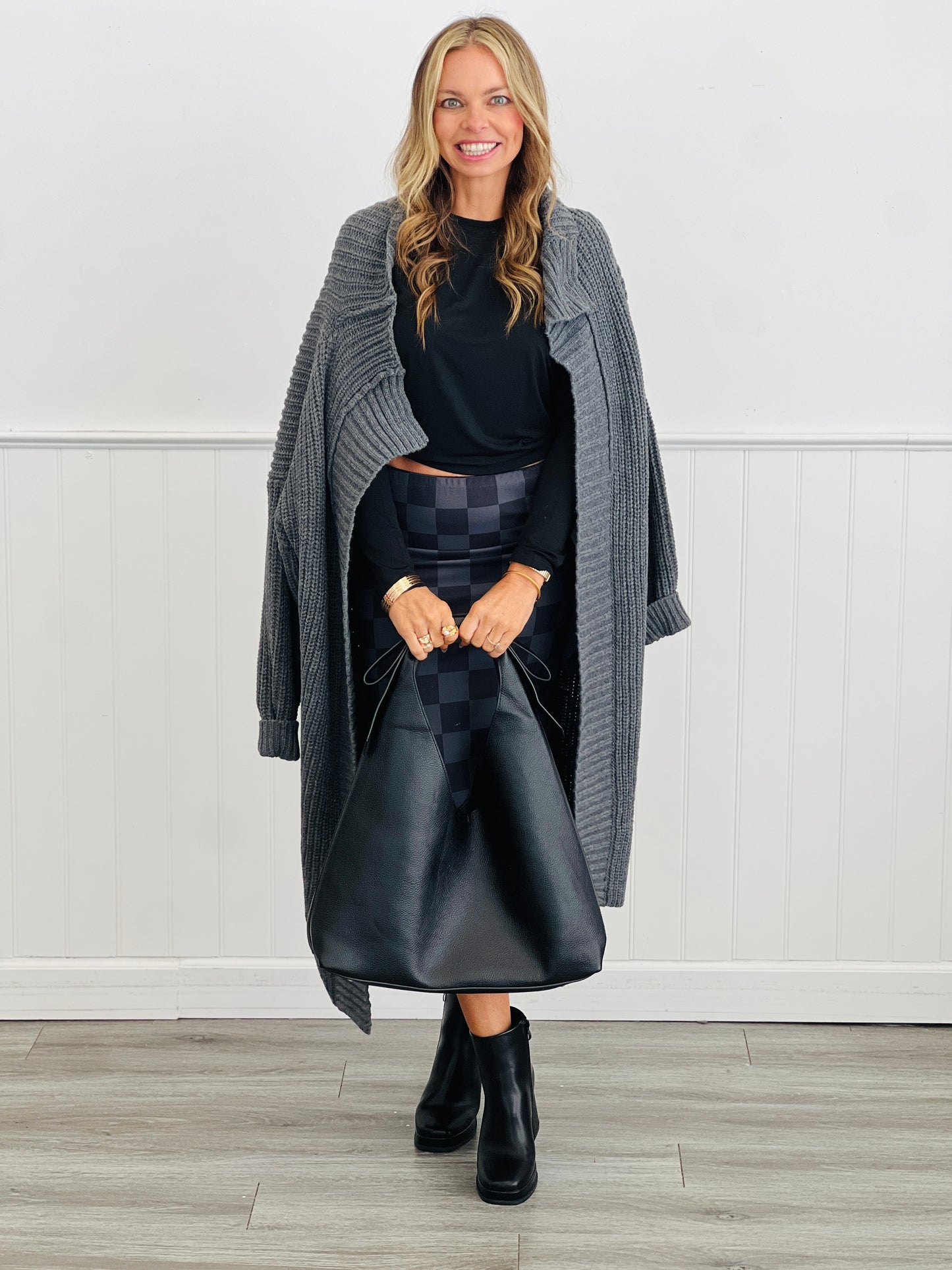 Check Back Checkered Midi Skirt (Reg. & Plus)