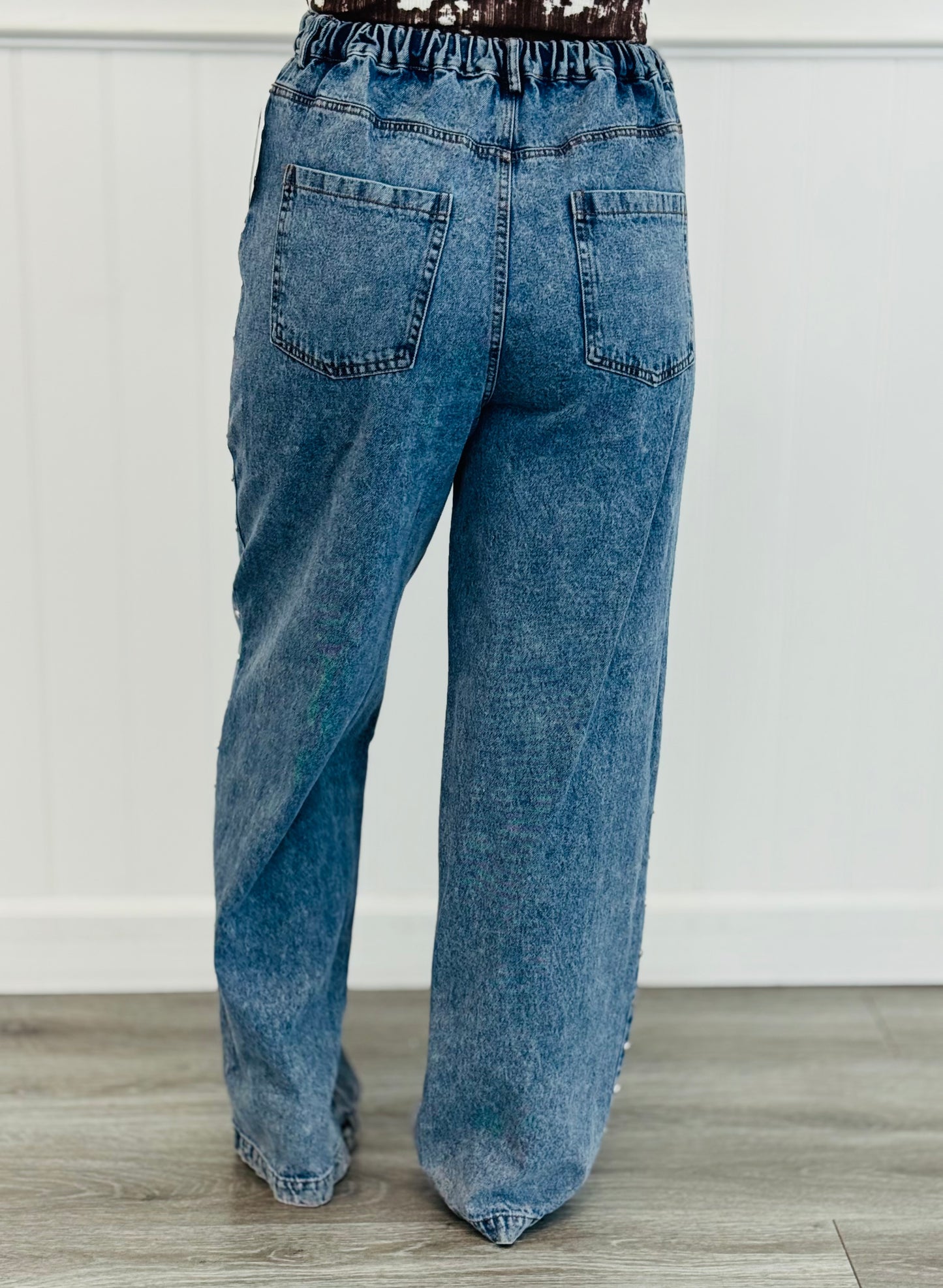 Denim Studded Straight Leg Jeans (Reg.)