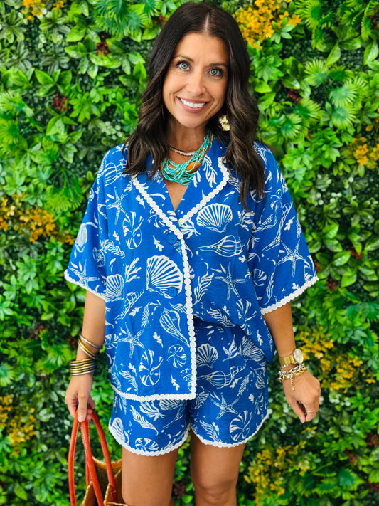Blue Seashell Top & Short Set (Reg.)