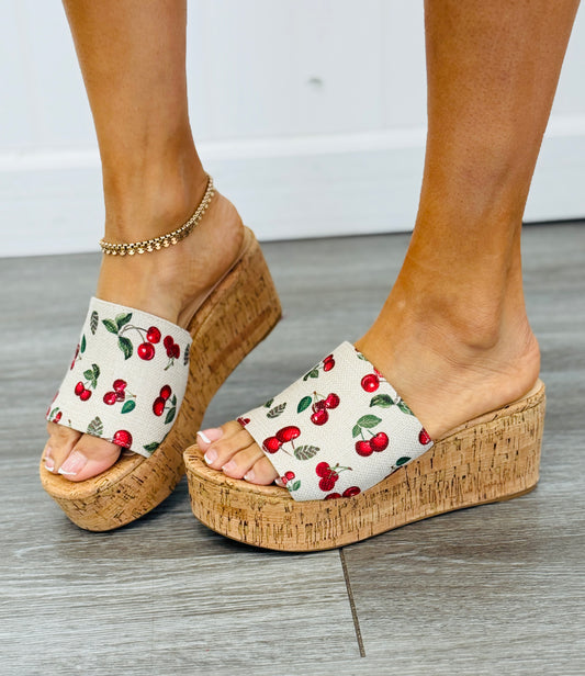 Sweet As Cherry Cork Platform Sandals