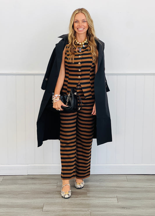 Scallop Striped Knit Straight Leg Pants (Reg.)