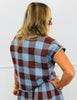 Blue Plaid V-Neck Sleeveless Sweater Knit Top (Reg.)