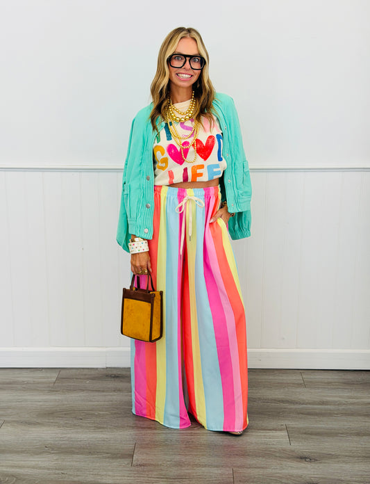 Multi Striped Palazzo Pants (One Size)