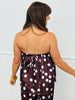 Eggplant Polka Dot Satin Strapless Blouse (Reg & Plus)