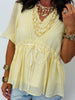 Butter Yellow Ribbon & Lace Blouse (Reg & Plus)