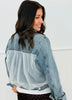 Denim Rhinestone Panel Mesh Jacket (Reg. and Plus)