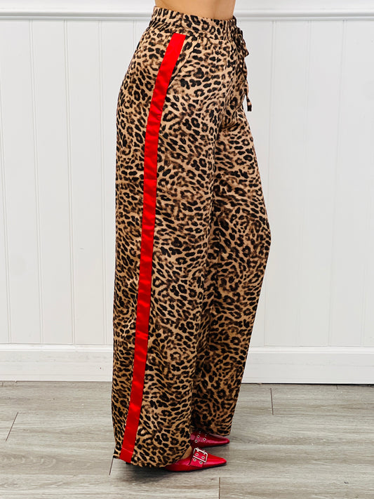 Leopard Red Stripe Satin Pocket Pants (Reg.)