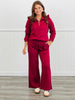 Burgundy Ruffle Trim Detail Cable Knit Top (Reg. and Plus)