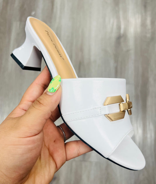 White Together Forever Slip On Heels