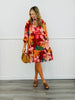 Red Multi Floral Sheer Mini Dress (Reg. and Plus)