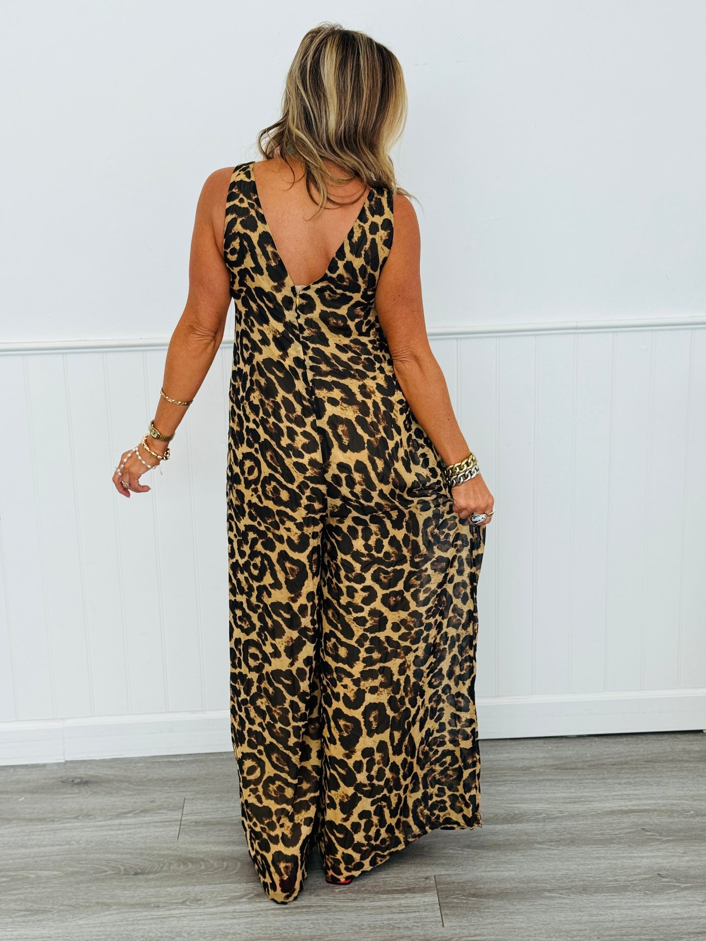 Leopard V-Neck Jumpsuit (Reg.)