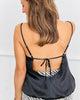 Black Satin Back Tie Cami Top (Reg.)