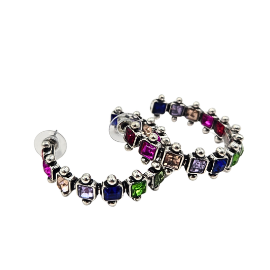 All Around Studded Square Jewel Hoops