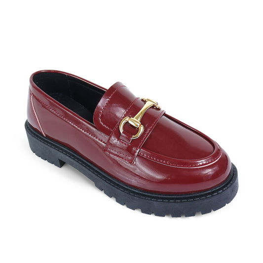 Burgundy Polished Edge Loafers