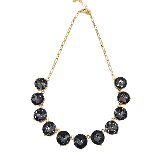 Round Black Jewel Statement Necklace