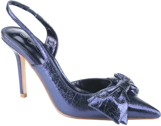 Navy Majorly Metallic Slingback Heels