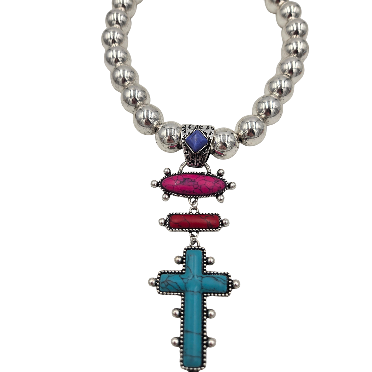 Desert Cross Beaded Necklace