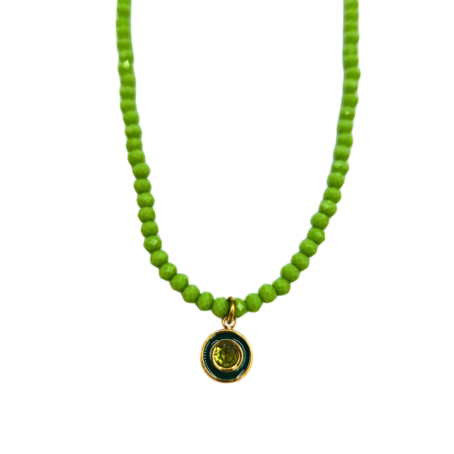 Delicate Olive Pendant Beaded Necklace