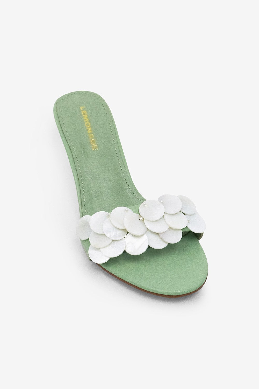 Green Mother Of Pearl Kitten Heel