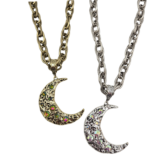 Hammered Moon Bling Necklace (2 colors)