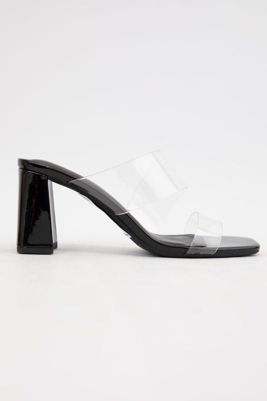 Black Clear Things Up Block Heels