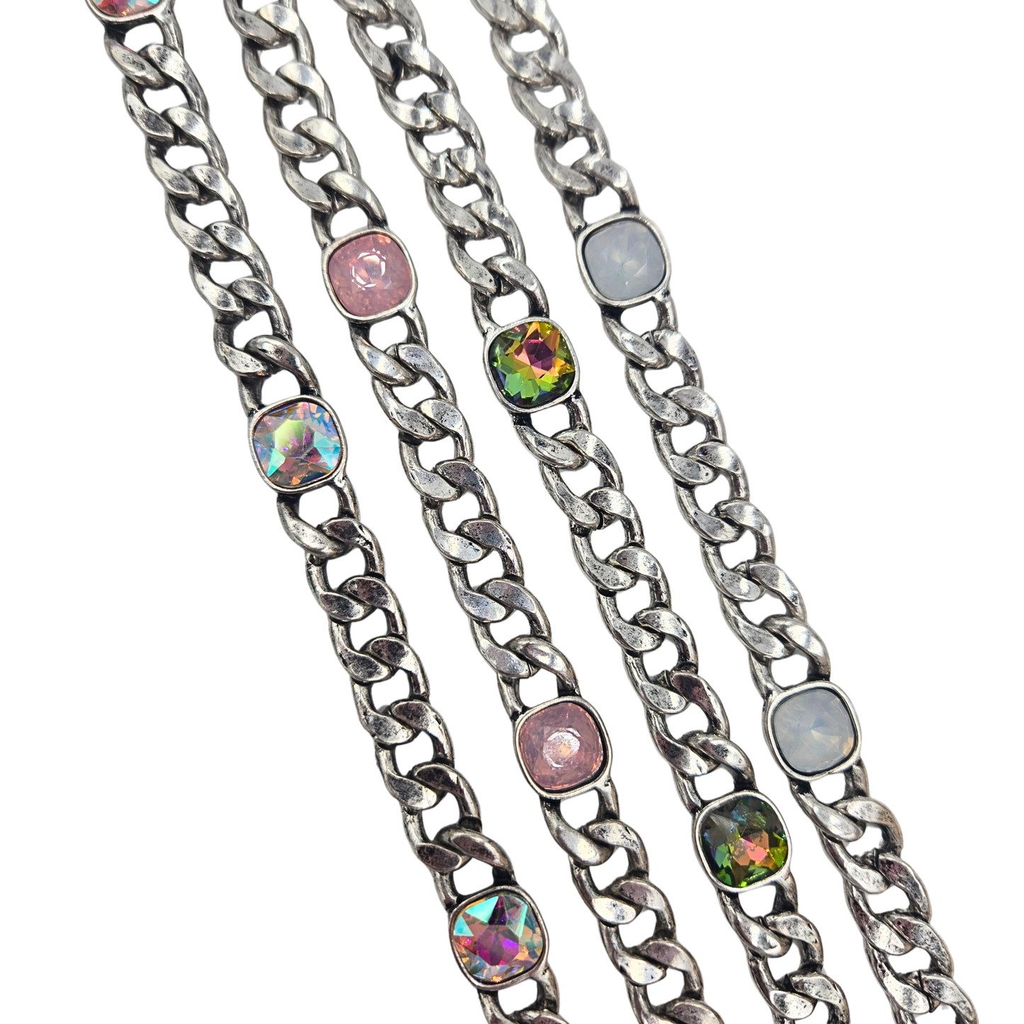 Antique Silver Jewel Necklace (4 colors)