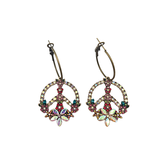 Floral Peace Sign Hoops