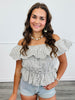 Plaid Off Shoulder Top (Reg.)