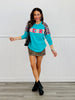Turquoise Merry Sequin Sleeve Sweatshirt (Reg. and Plus)