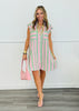 Strawberry Mint Striped Button Down Mini Dress (Reg. and Plus)