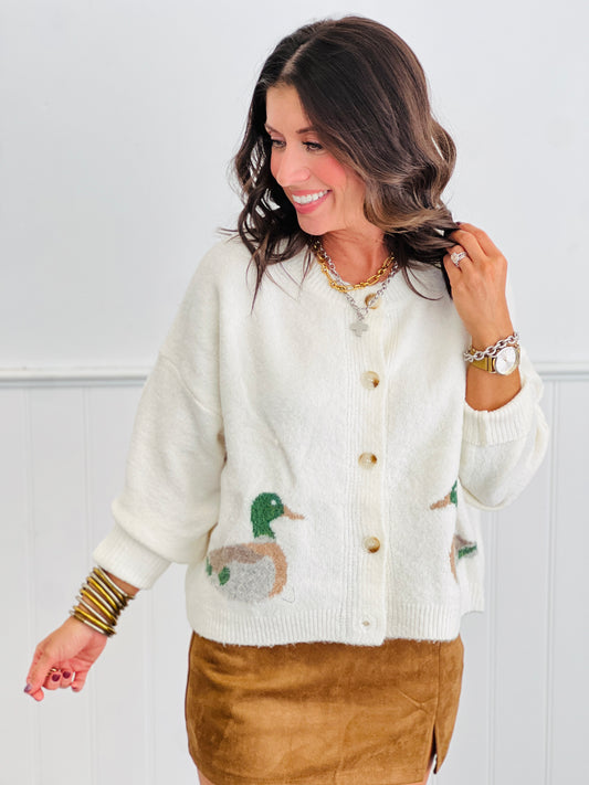 Ivory Duck Button Up Cardigan (Reg.)