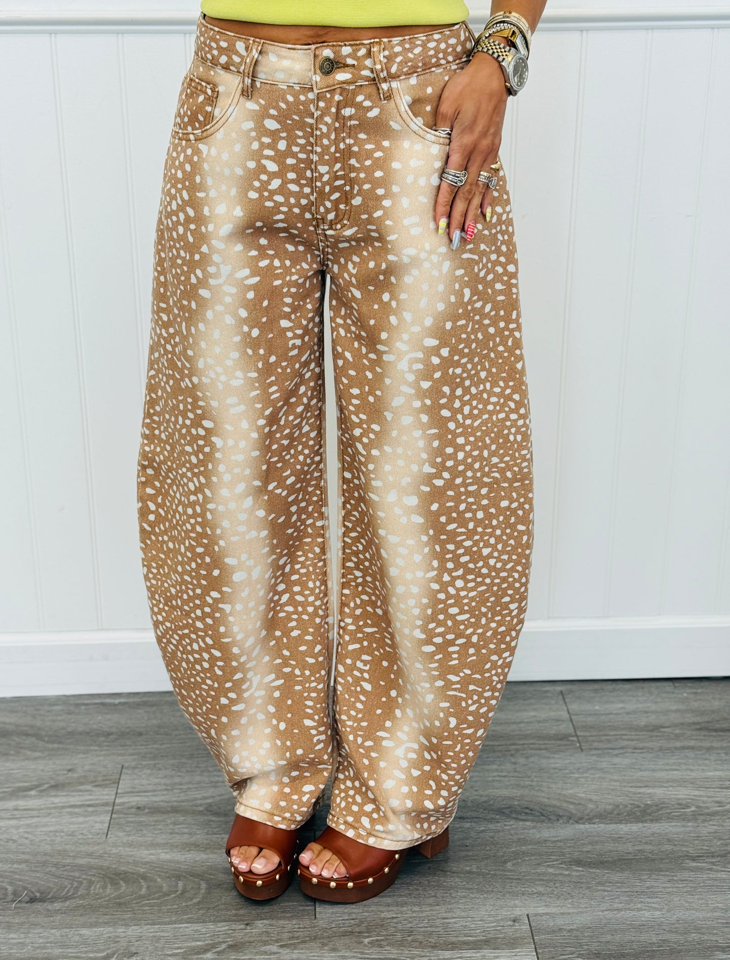 Darling Doe Spotted Print Barrel Pants (Reg.)
