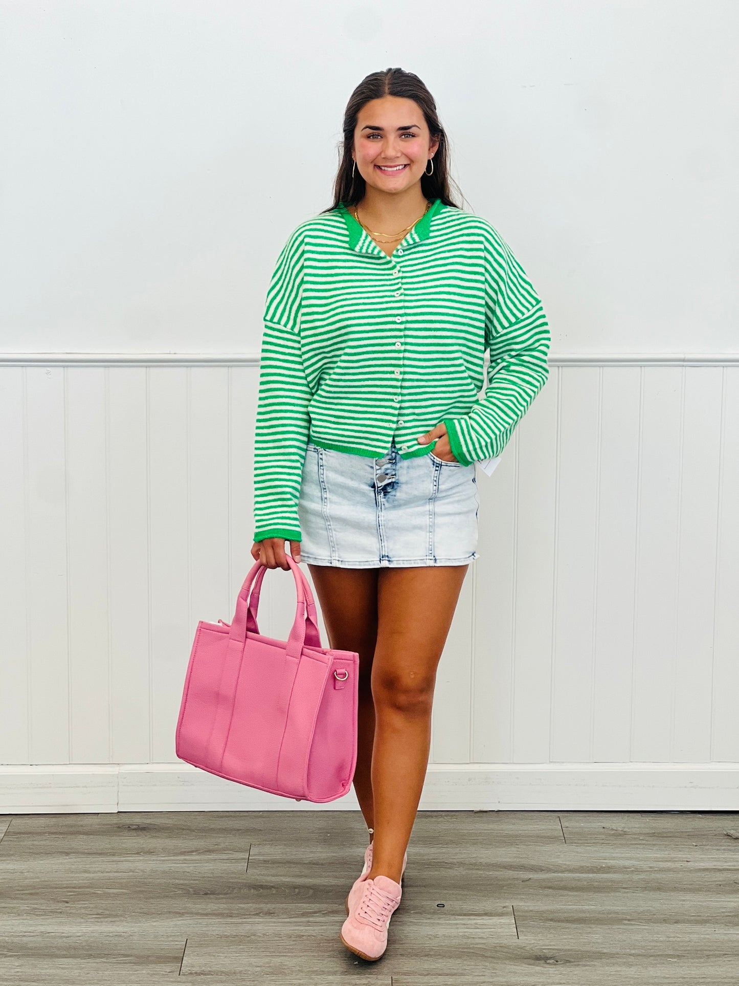 Green Striped Gigi Cardigan (Reg.)