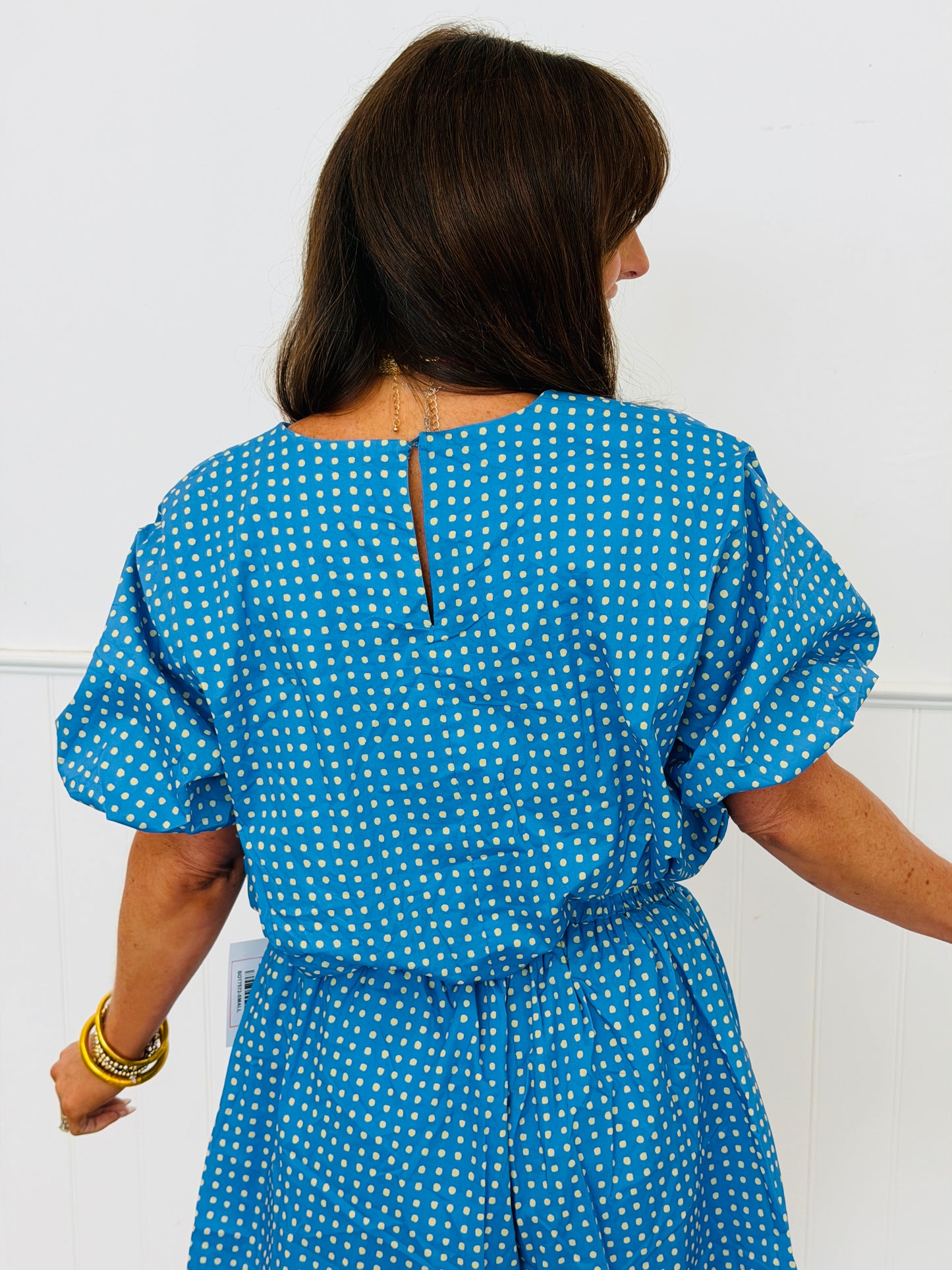 Blue Polka Dot Bubble Top (Reg.)