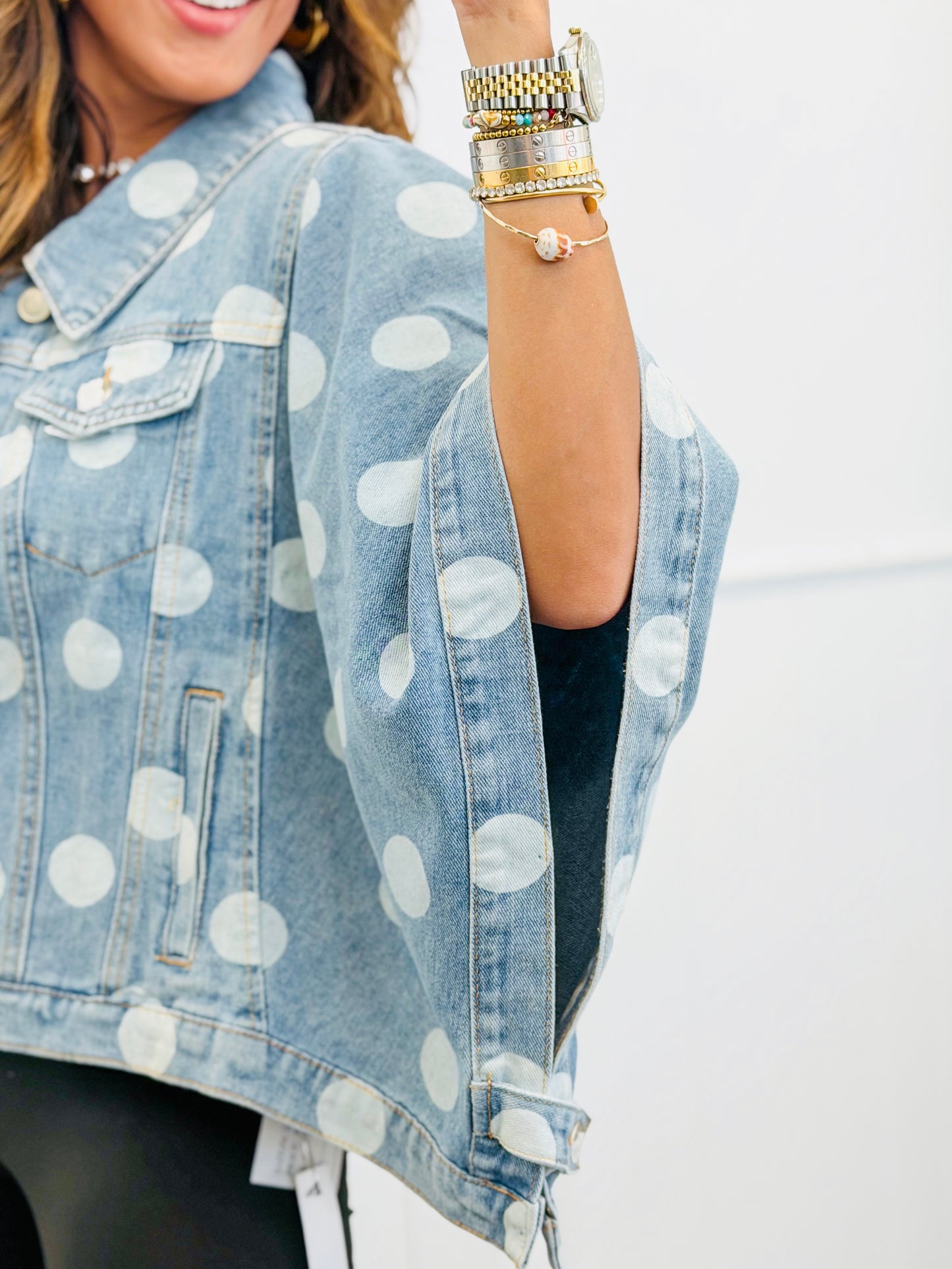 Denim Polka Dot Cape Jacket (Reg.)
