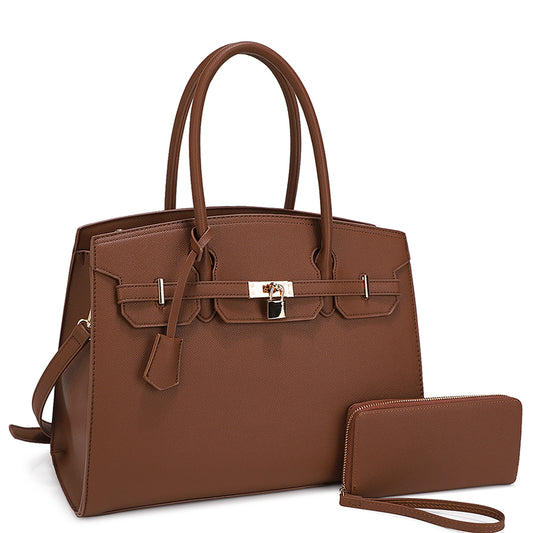 Textured Satchel Handbag with Wallet (5 colors)