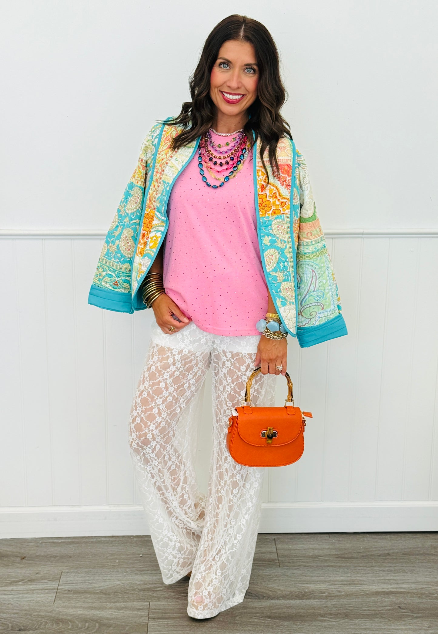 Turquoise Quilted Paisley Jacket (Reg & Plus)